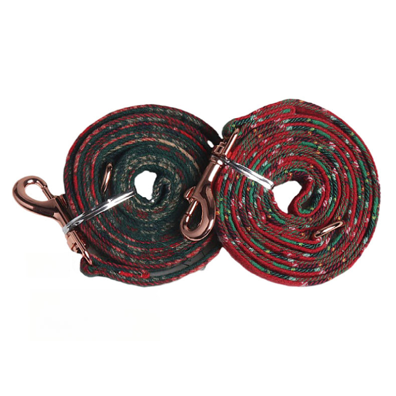 Christmas Red Green Plaid Pet Dog No Choking Harness Leash Set