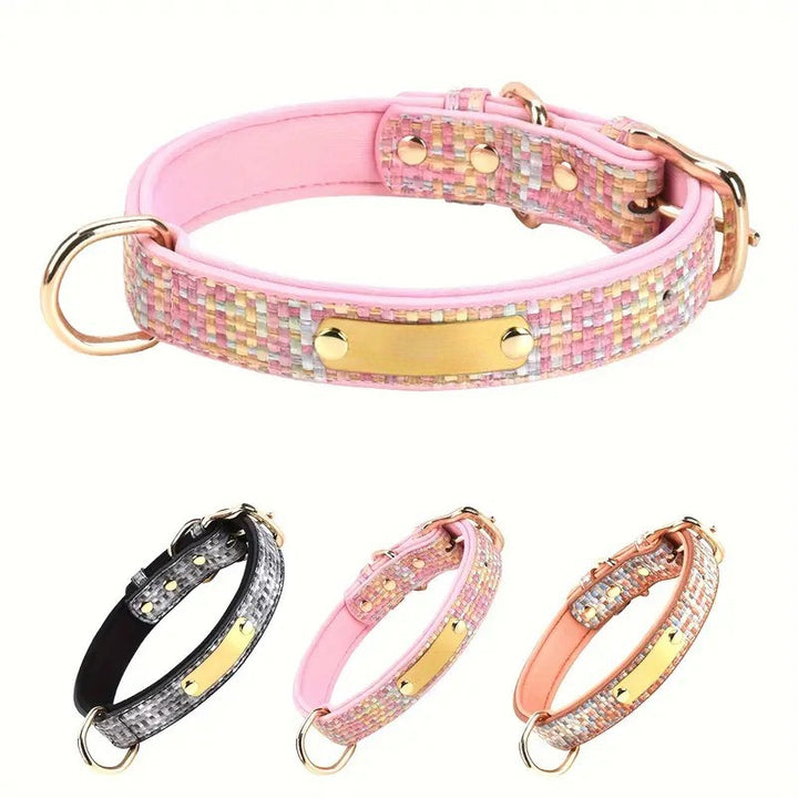Woven Fabric Cotton Lining Adjustable Belt Buckle Pet Dog Collar