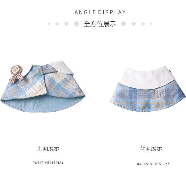 Classic Plaid Fabric Fake Collar Pet Dog Cat Saliva Bib Collar