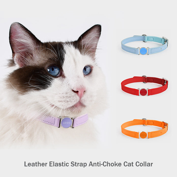 Candy Color Leather Elastic Strap Adjustable Anti-Choke Cat Collar
