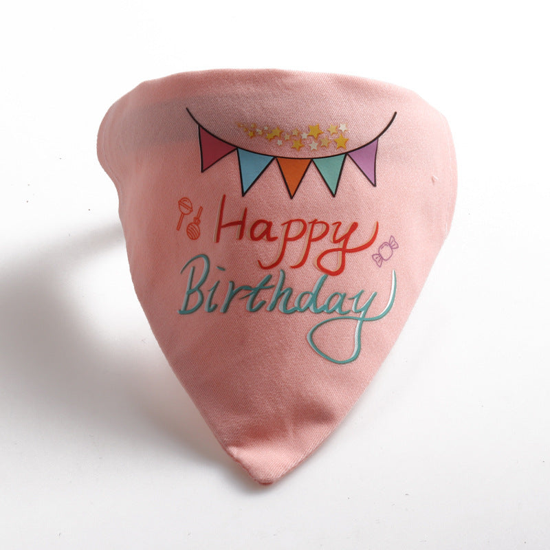Happy Birthday PU Leather Pet Dog Cat Collar Saliva Bib Scarf