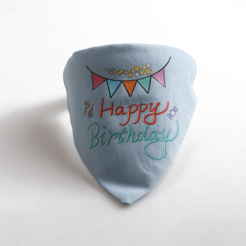 Happy Birthday PU Leather Pet Dog Cat Collar Saliva Bib Scarf