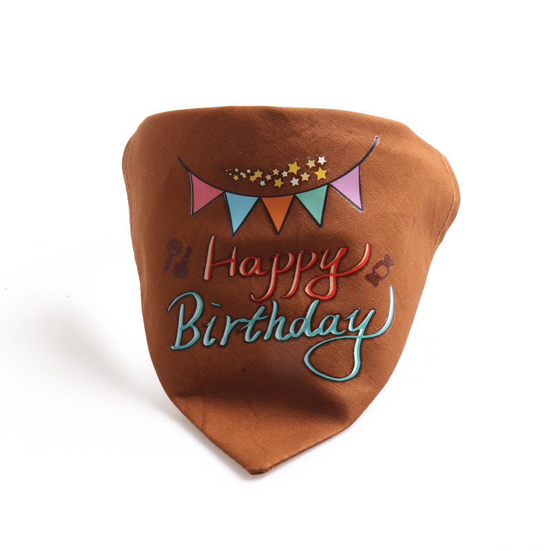 Happy Birthday PU Leather Pet Dog Cat Collar Saliva Bib Scarf