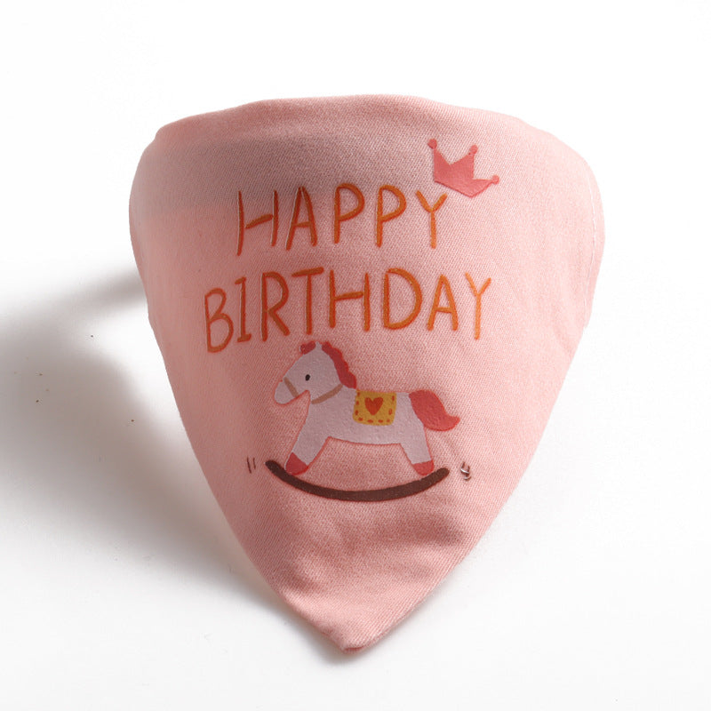Happy Birthday PU Leather Pet Dog Cat Collar Saliva Bib Scarf