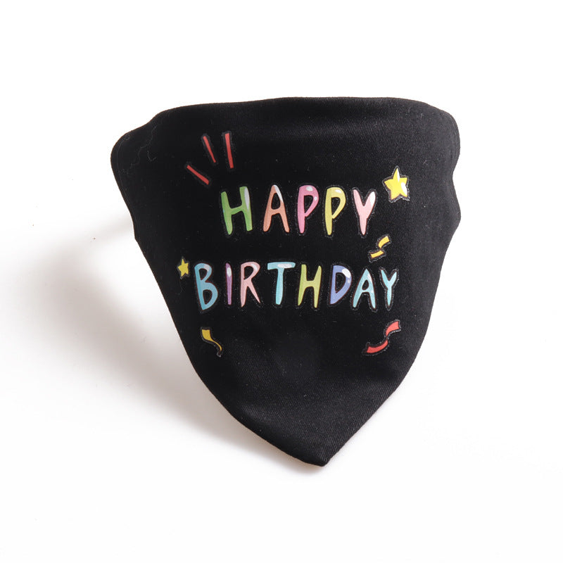 Happy Birthday PU Leather Pet Dog Cat Collar Saliva Bib Scarf