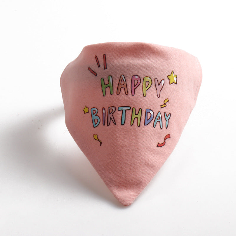 Happy Birthday PU Leather Pet Dog Cat Collar Saliva Bib Scarf