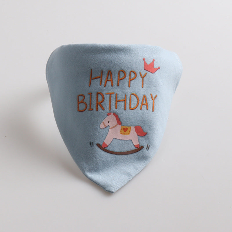 Happy Birthday PU Leather Pet Dog Cat Collar Saliva Bib Scarf