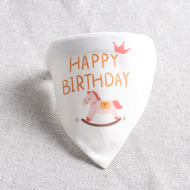 Happy Birthday PU Leather Pet Dog Cat Collar Saliva Bib Scarf
