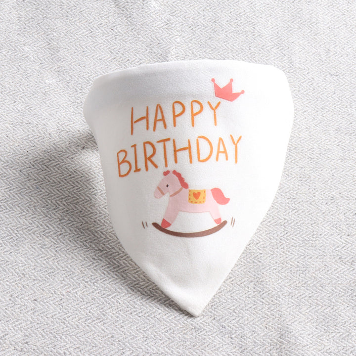 Happy Birthday PU Leather Pet Dog Cat Collar Saliva Bib Scarf