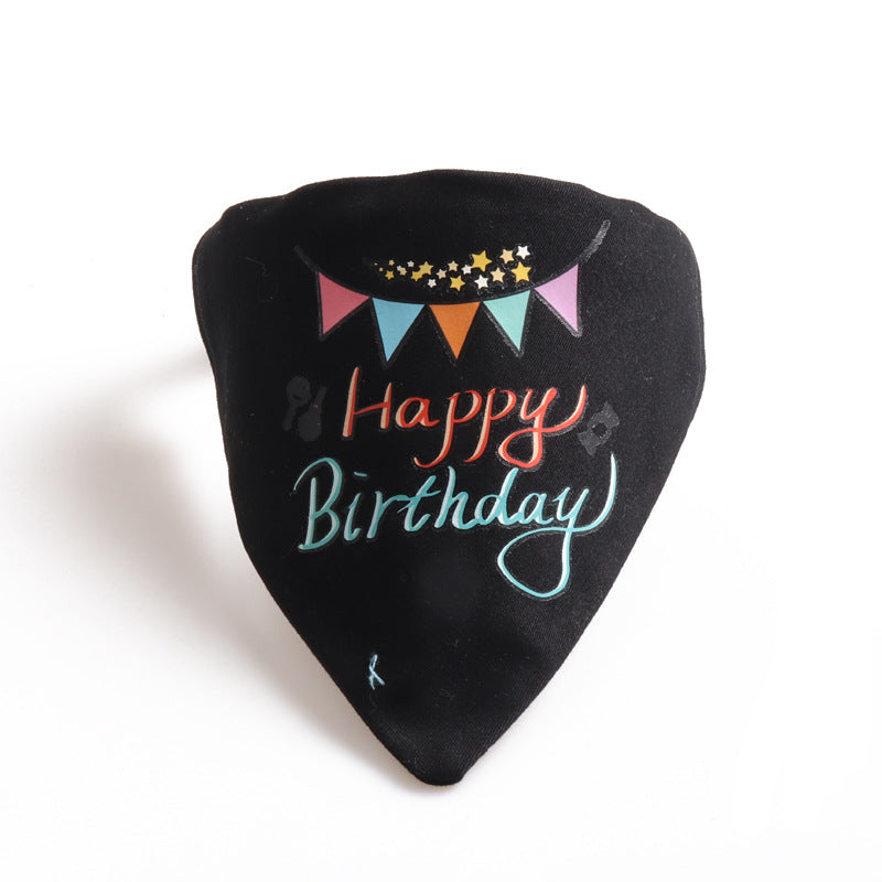 Happy Birthday PU Leather Pet Dog Cat Collar Saliva Bib Scarf