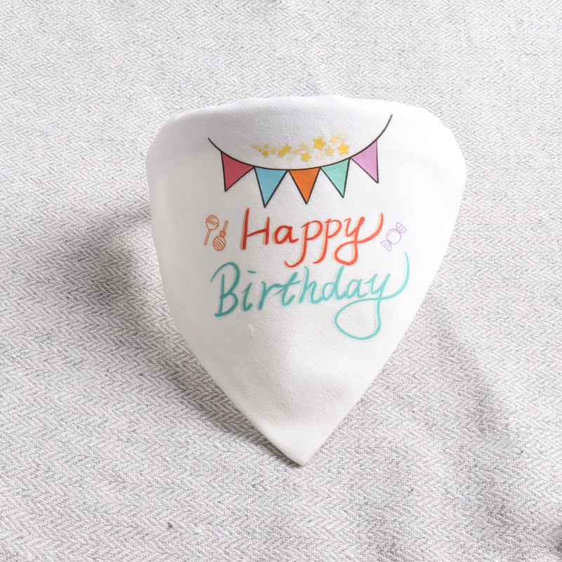 Happy Birthday PU Leather Pet Dog Cat Collar Saliva Bib Scarf