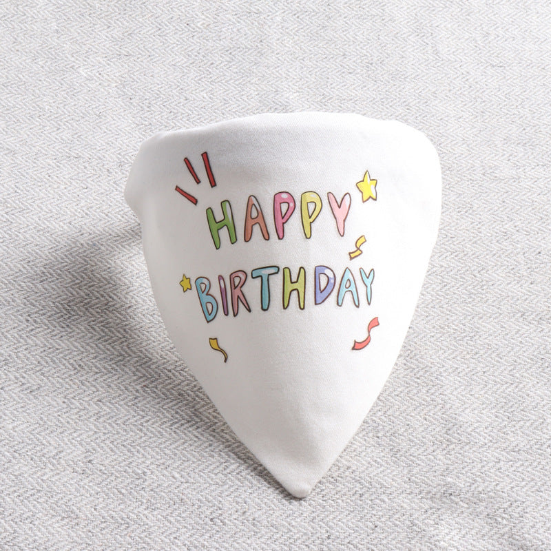 Happy Birthday PU Leather Pet Dog Cat Collar Saliva Bib Scarf