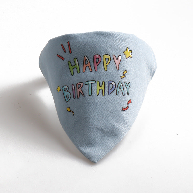 Happy Birthday PU Leather Pet Dog Cat Collar Saliva Bib Scarf
