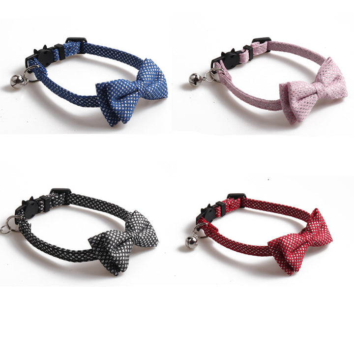 Inlaid with Silver Glitter Shining Pet Dog Cat Collar with Bell