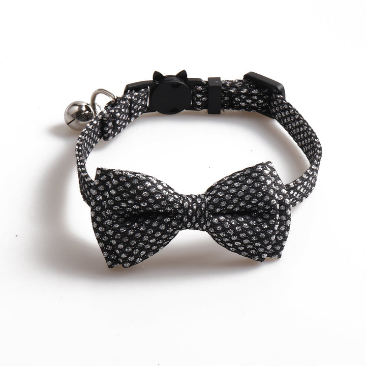 Inlaid with Silver Glitter Shining Pet Dog Cat Collar with Bell