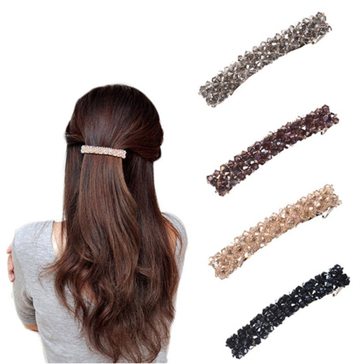 Crystal Beaded Strip Spring Hair Clip Luxury Hair Accessories Wholesale