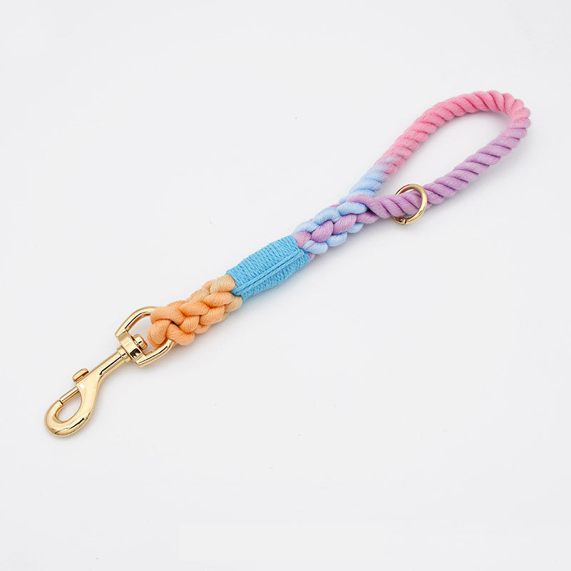 Woven Cotton Rope Close-fitting Short Anti-Pull Leash Collar Set