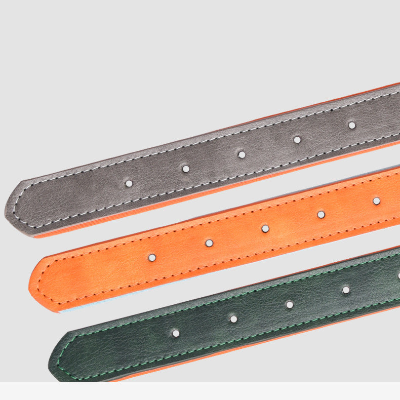Double-layer PU Leather D-Ring Adjustable Belt Buckle Pet Collar
