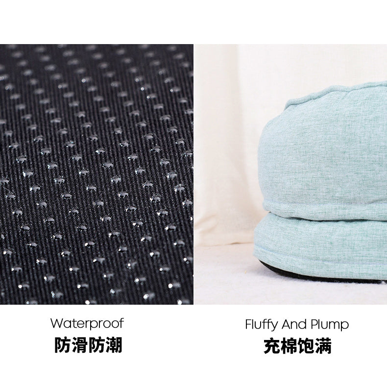 Universal Oval Cotton Linen Plush Removable Pet Pad Cats Bed