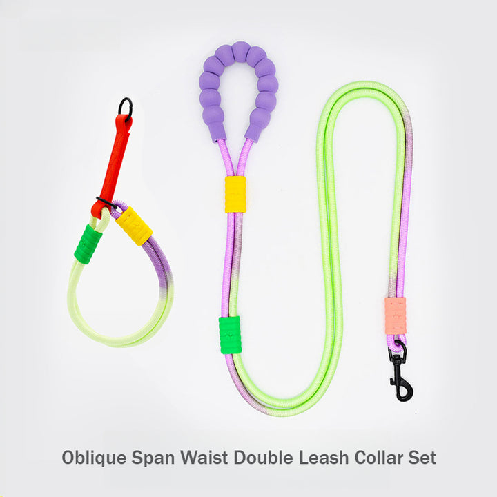 Foam Handle Oblique Span Waist Nylon Double Leash P-Type Collar Set