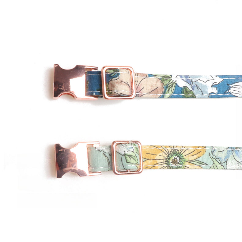 Floral Sunflower Pet Cat Dog Collar Leash Poop Bag Carrier Set