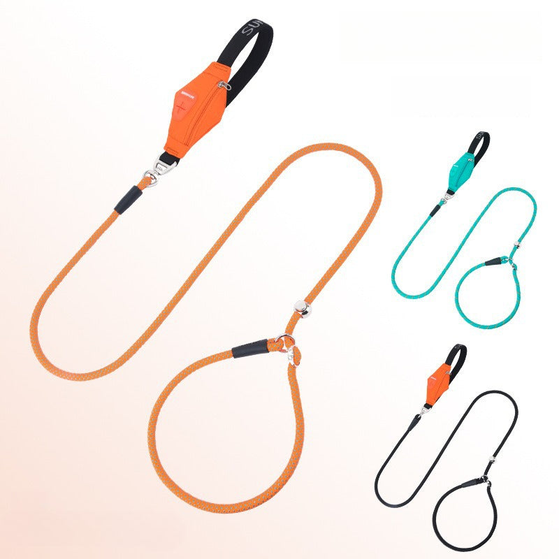 Nylon Professional Competition P-type Leash‌ with Poop Bag Carrier