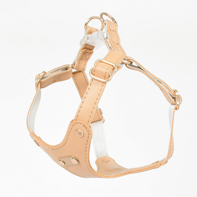 Waterproof Soft Leather Comfortable Fit Pet Cat Harness Leash Set
