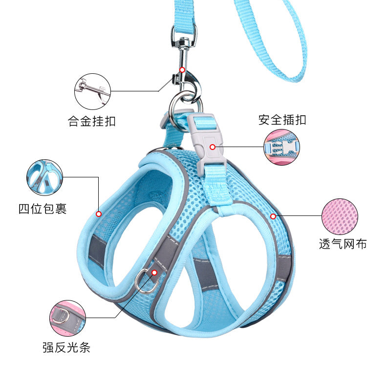 Breathable Mesh Series Reflective Vest Pet Dog Harness Leash Set