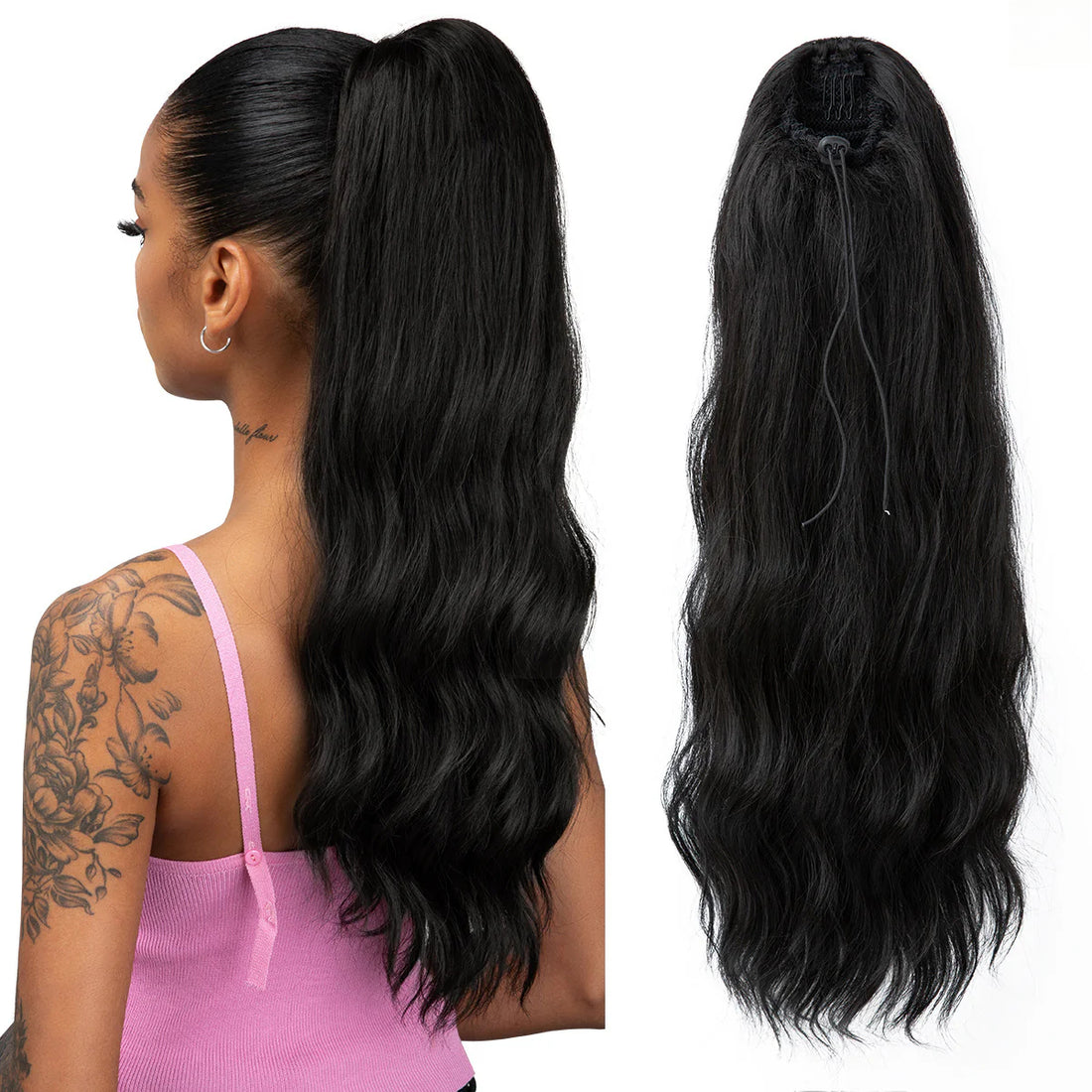 Drawstring Long Curly Water Ripple Ponytail Wigs Hair Extensions Wholesale