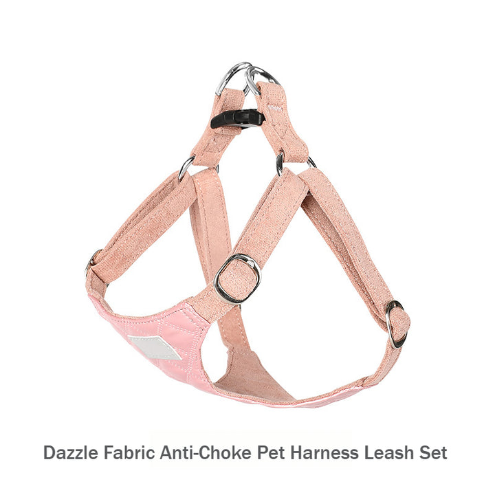 Light Comfort Dazzle Fabric Anti-Choke Pet Harness Leash Set