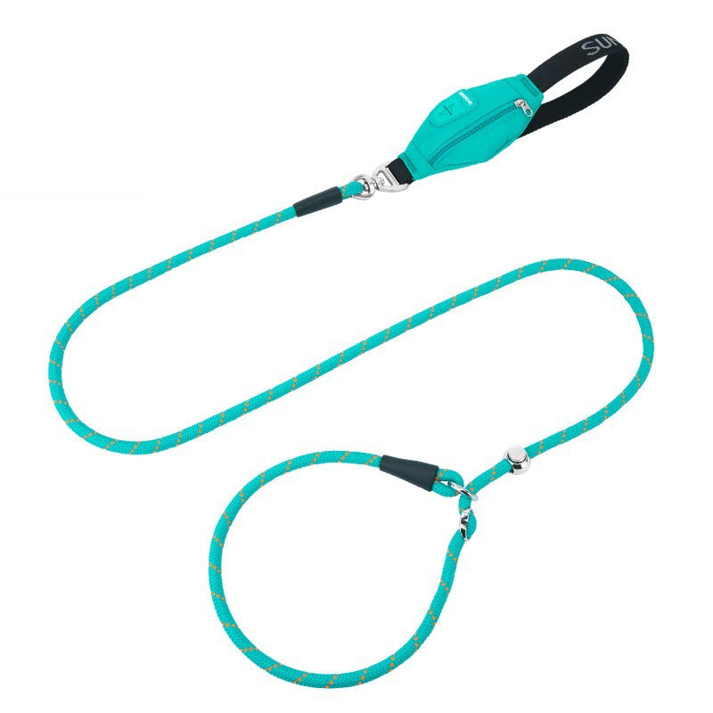 Nylon Professional Competition P-type Leash‌ with Poop Bag Carrier