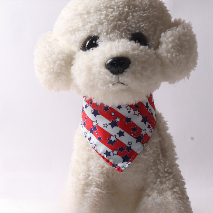 Blue Red Flag Double Side Triangle Towel Saliva Pet Bib Scarf