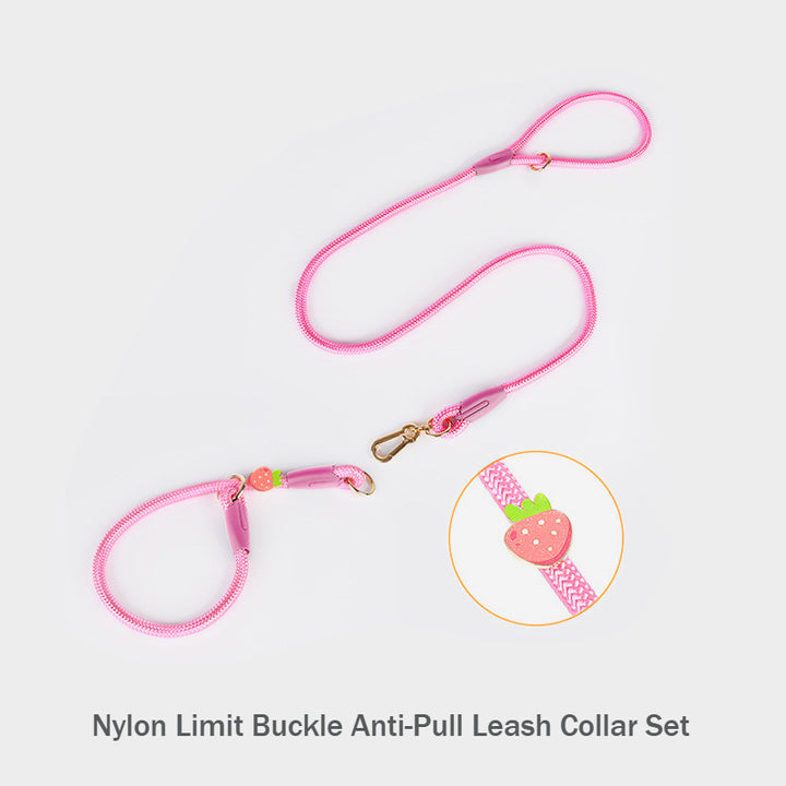 Multicolor Nylon P-type Large Dog Collar Limit Buckle Anti-Pull Leash Set