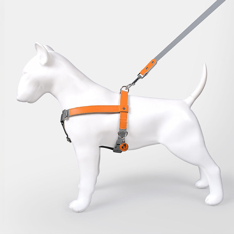 Comfortable Fit Nylon Leather No Choking Pet Harness Leash Set