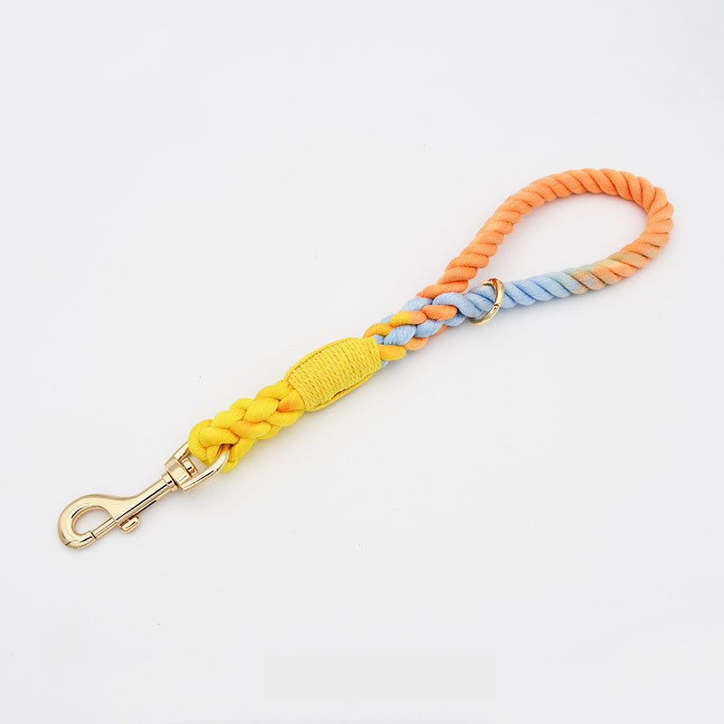 Woven Cotton Rope Close-fitting Short Anti-Pull Leash Collar Set
