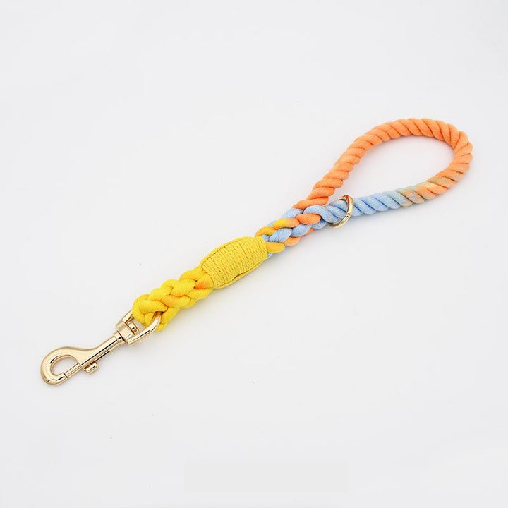 Woven Cotton Rope Close-fitting Short Anti-Pull Leash Collar Set