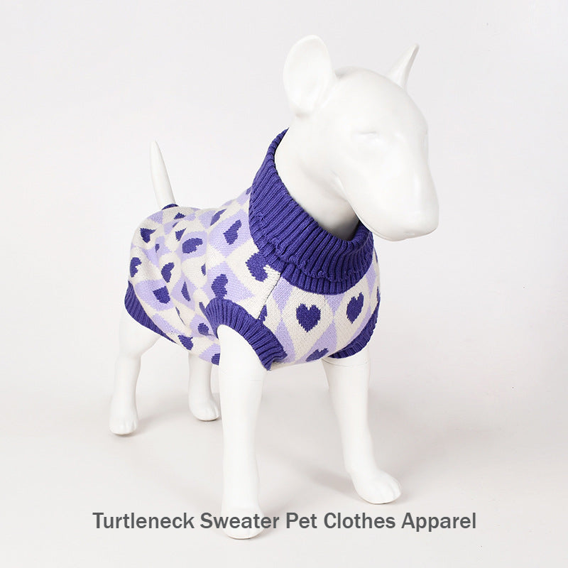 Heart Warm Vest Turtleneck Sweater Small Dog Pet Clothes Apparel