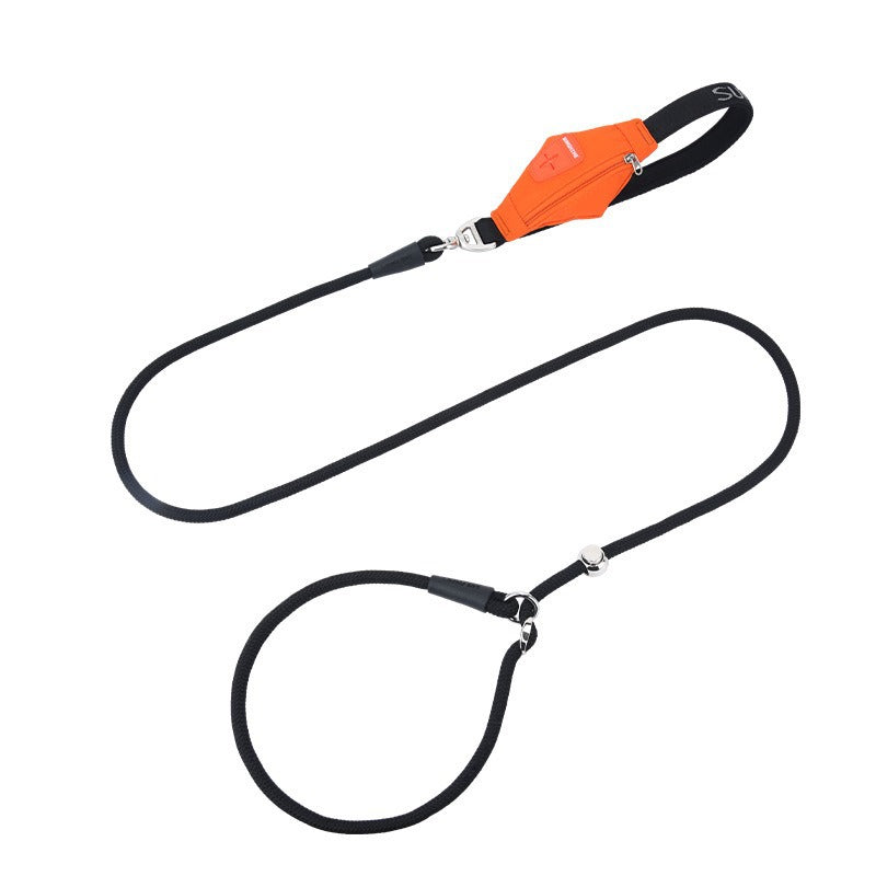 Nylon Professional Competition P-type Leash‌ with Poop Bag Carrier