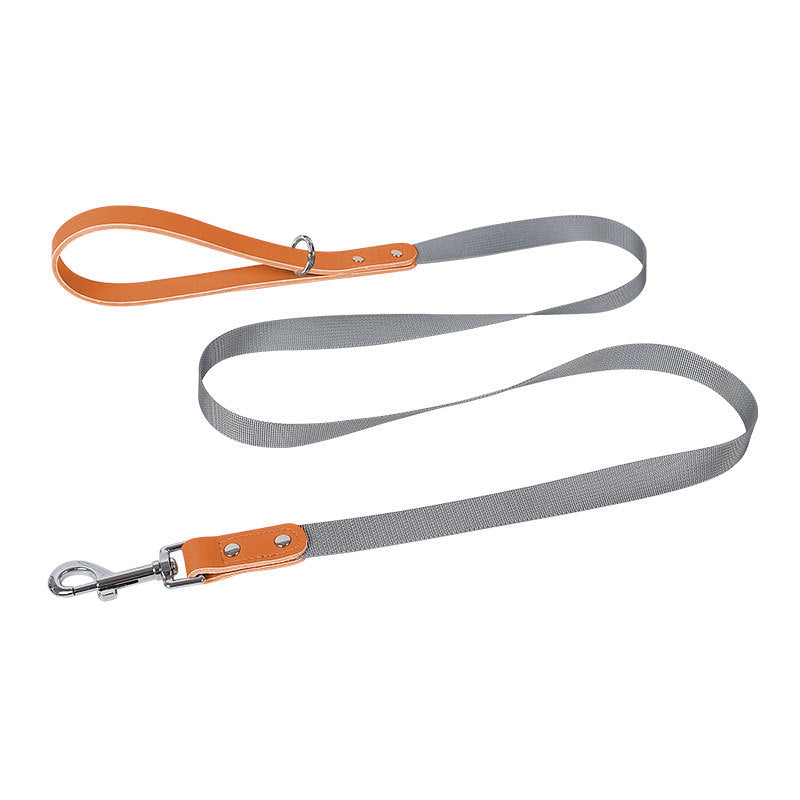 Comfortable Fit Nylon Leather No Choking Pet Harness Leash Set