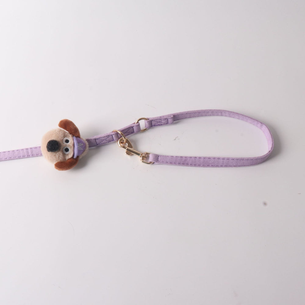 Candy Color Velvet Doll Pet Dog No Choking Harness Leash Set