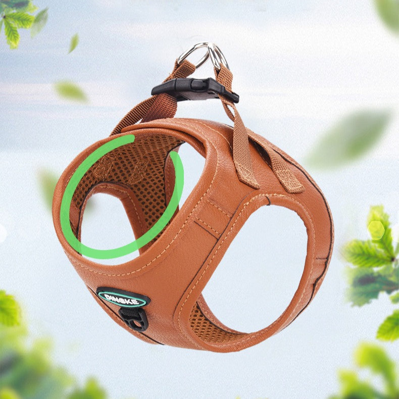 Sof Leather Breathable Anti-Choking Pet Dog Harness Leash Set