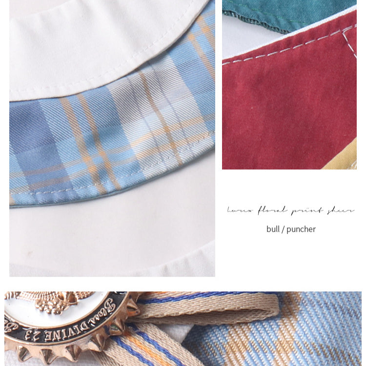 Classic Plaid Fabric Fake Collar Pet Dog Cat Saliva Bib Collar