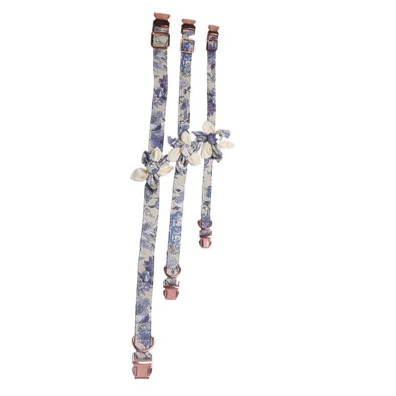 Floral Sunflower Pet Cat Dog Collar Leash Poop Bag Carrier Set