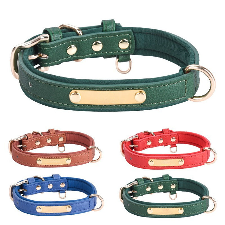 Double-layer Retro PU Leather Adjustable Belt Buckle Pet Dog Collar