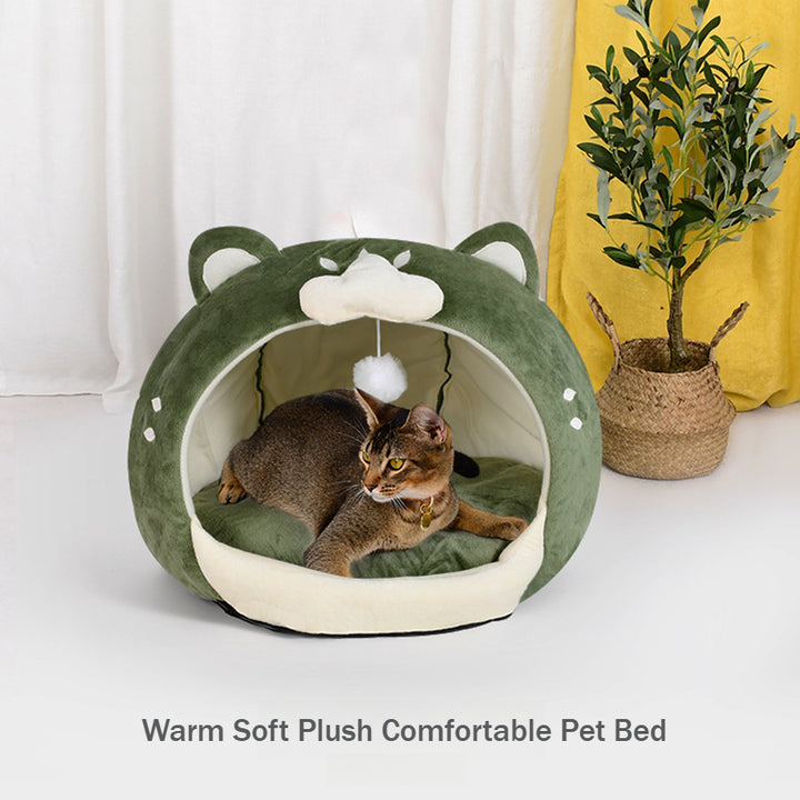 Cute Cartoon Winter Warm Soft Plush Comfortable Cat Bed Cage
