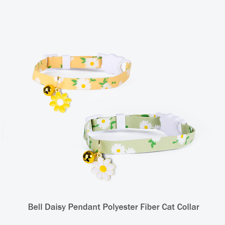 Sunflower Printed Bell Daisy Pendant Polyester Fiber Cat Collar