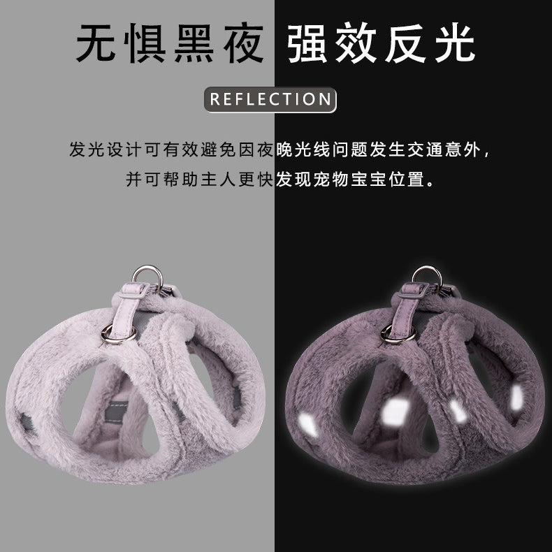 Warm Comfortable Velvet Adjustable Pet Dog Harness Leash Set