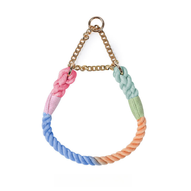 Woven Cotton Rope Close-fitting Short Anti-Pull Leash Collar Set
