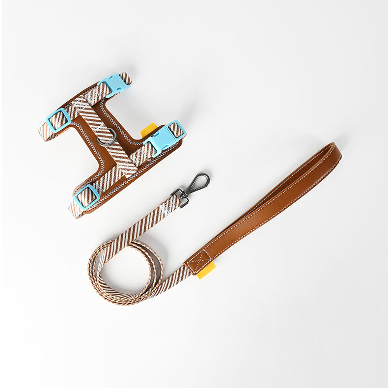 Twill Webbing Leather Comfortable No Choking Step-in Harness Leash