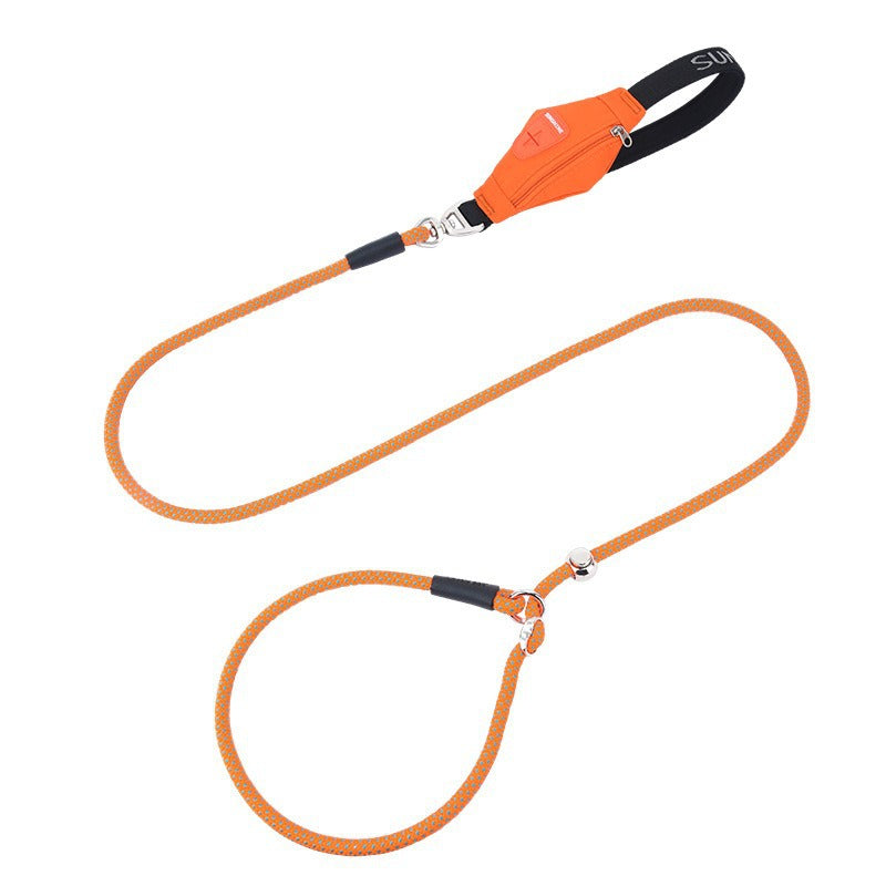 Nylon Professional Competition P-type Leash‌ with Poop Bag Carrier